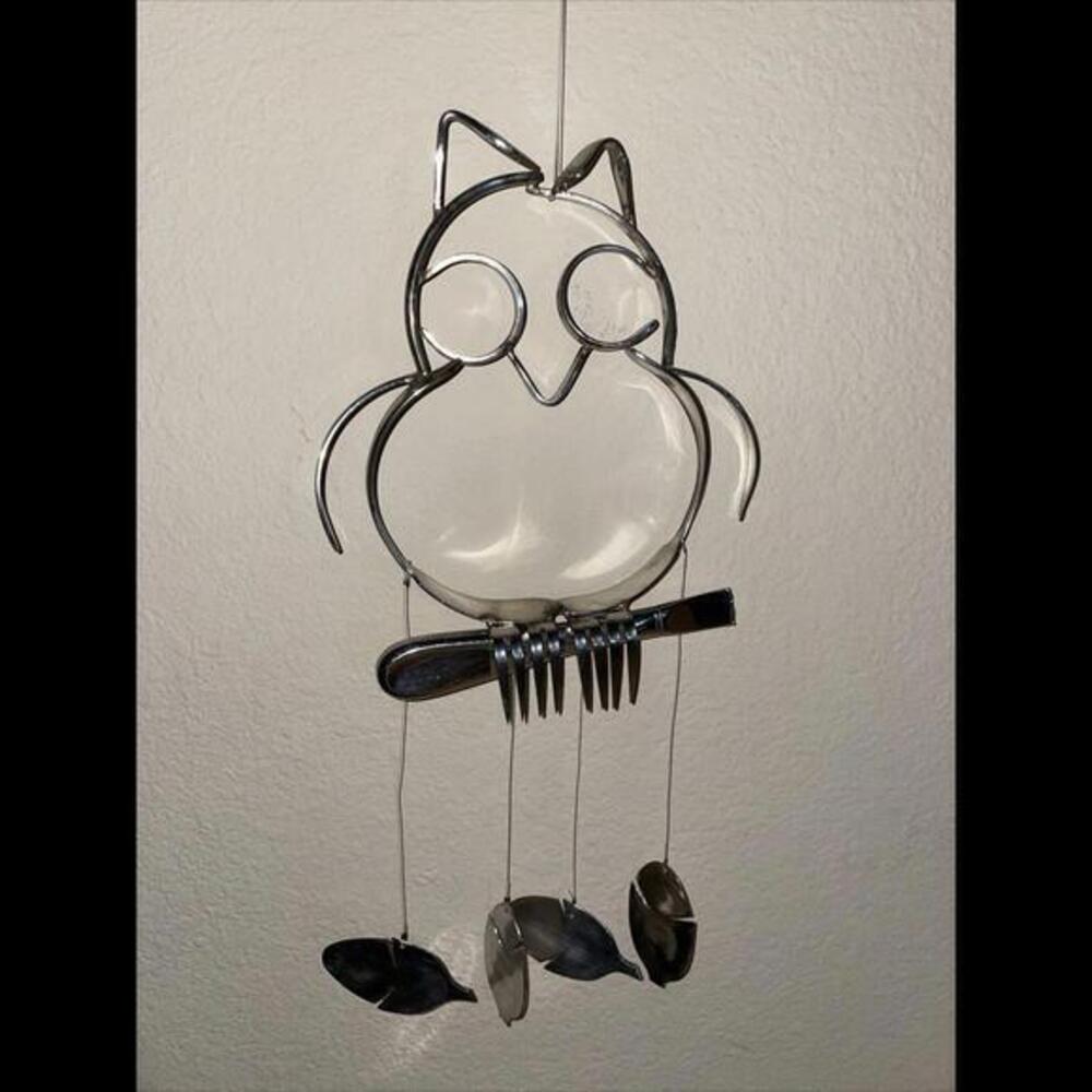 Metal Owl forks and spoons wind chime‎